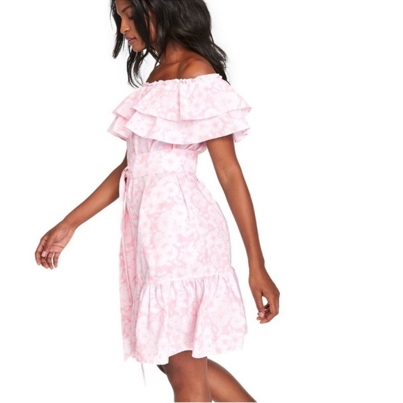 Lisa Marie Fernandez Off The Shoulder Floral Ruffle Mini Dress Pink Size 3X NWT| - Picture 16 of 17